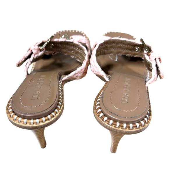 Ulla Johnson Ellery Raffia Sandal Pink Size 38 US 8 Great Condition Gold Buckle - Picture 6 of 9